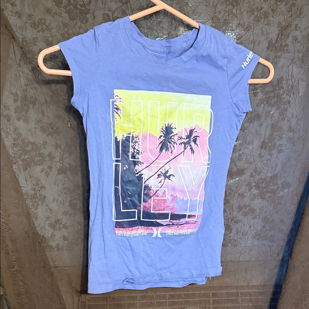 Hurley Girls Purple and Yellow Graphic Tee